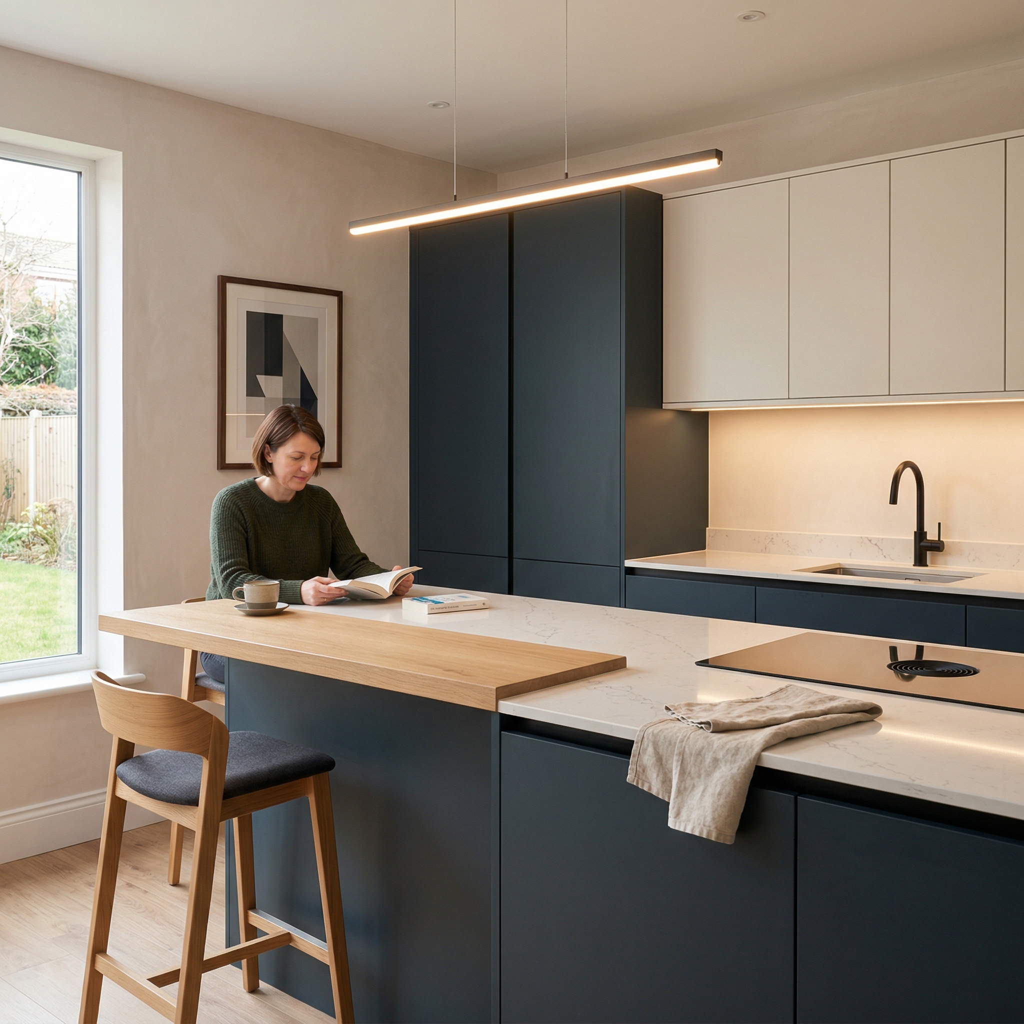 Bespoke kitchen designed for a Tredegar home, quality materials and considered layout