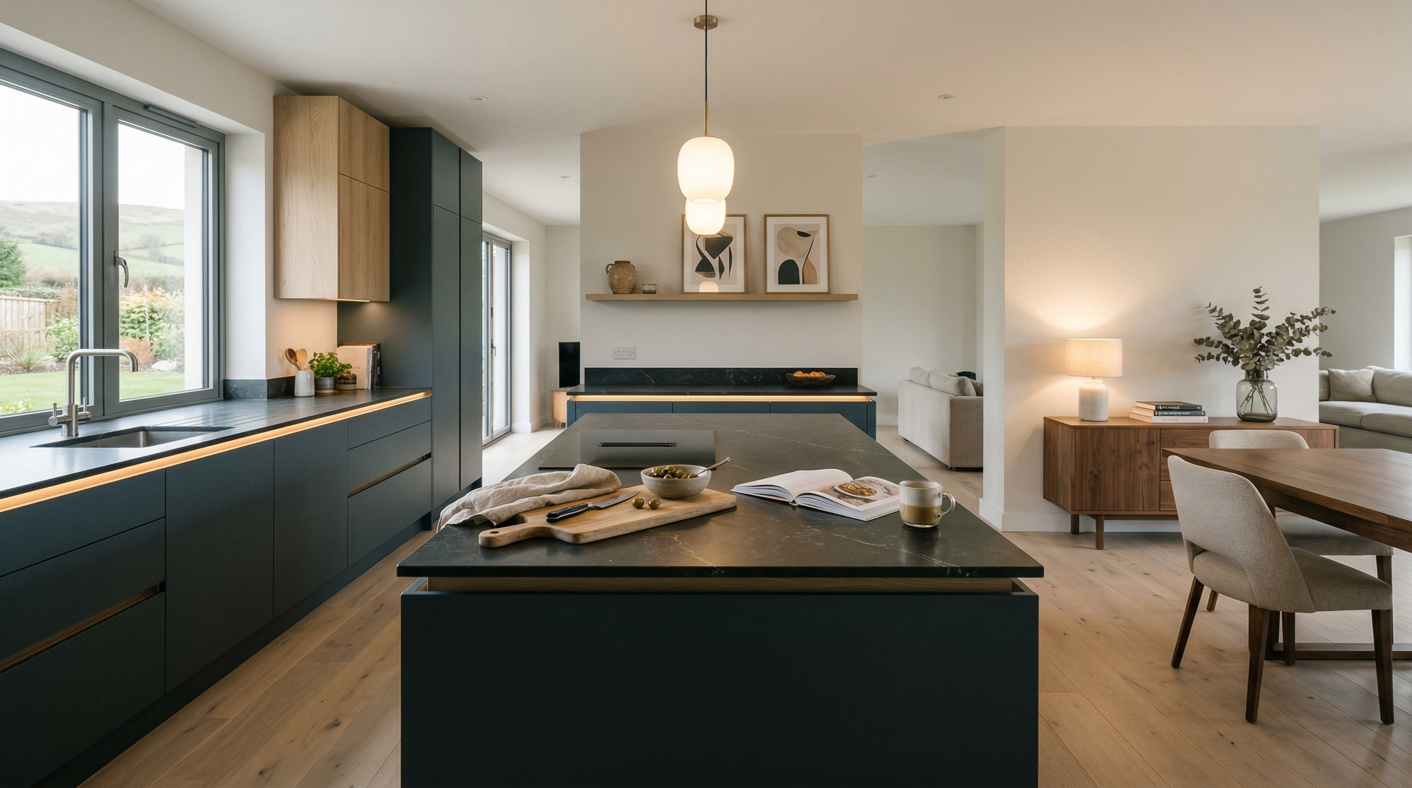 hero2_1200x675 Mastercraft bespoke kitchen in Tregaron, wide architectural view showing room volume and design quality