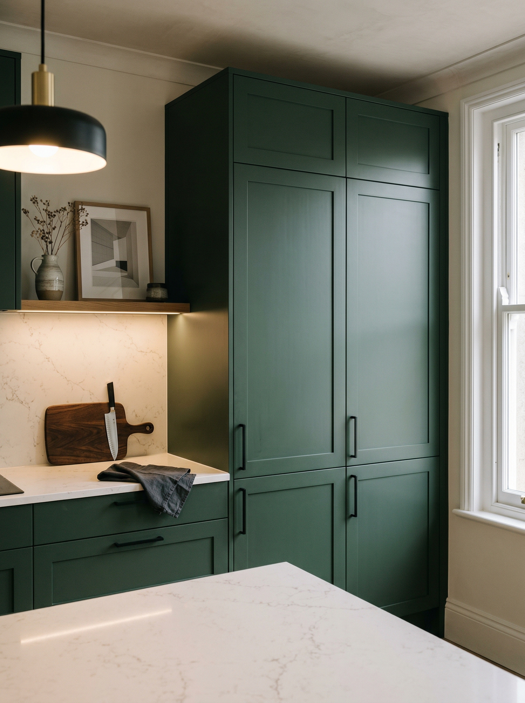 portrait1_600x800 Tall view of full-height bespoke kitchen cabinetry, modern shaker cabinetry