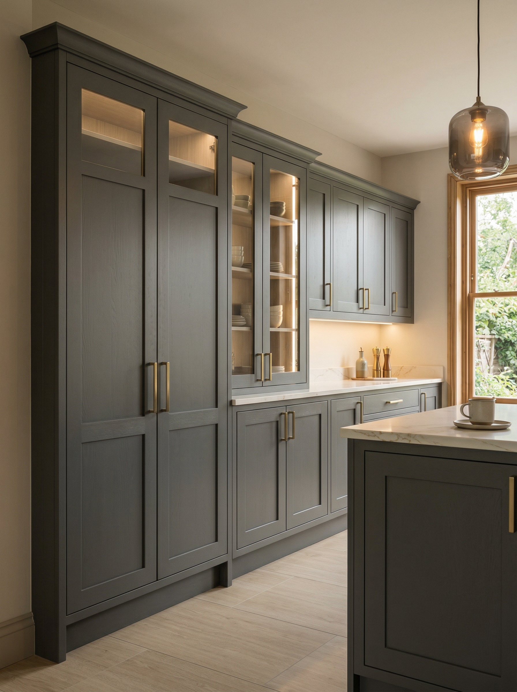 Bespoke kitchen installation, full-height cabinetry and considered storage design