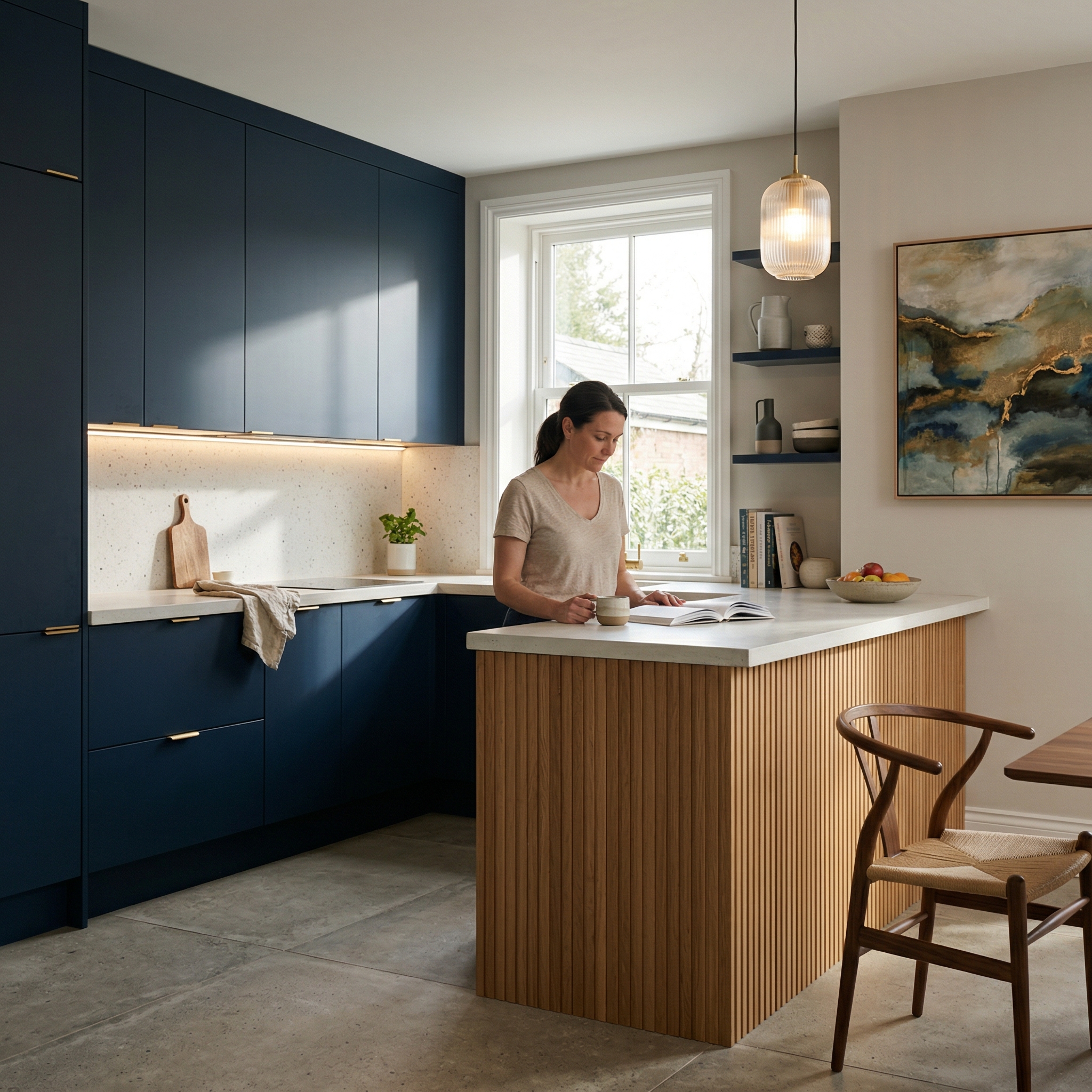 Bespoke kitchen designed for a Usk home, quality materials and considered layout