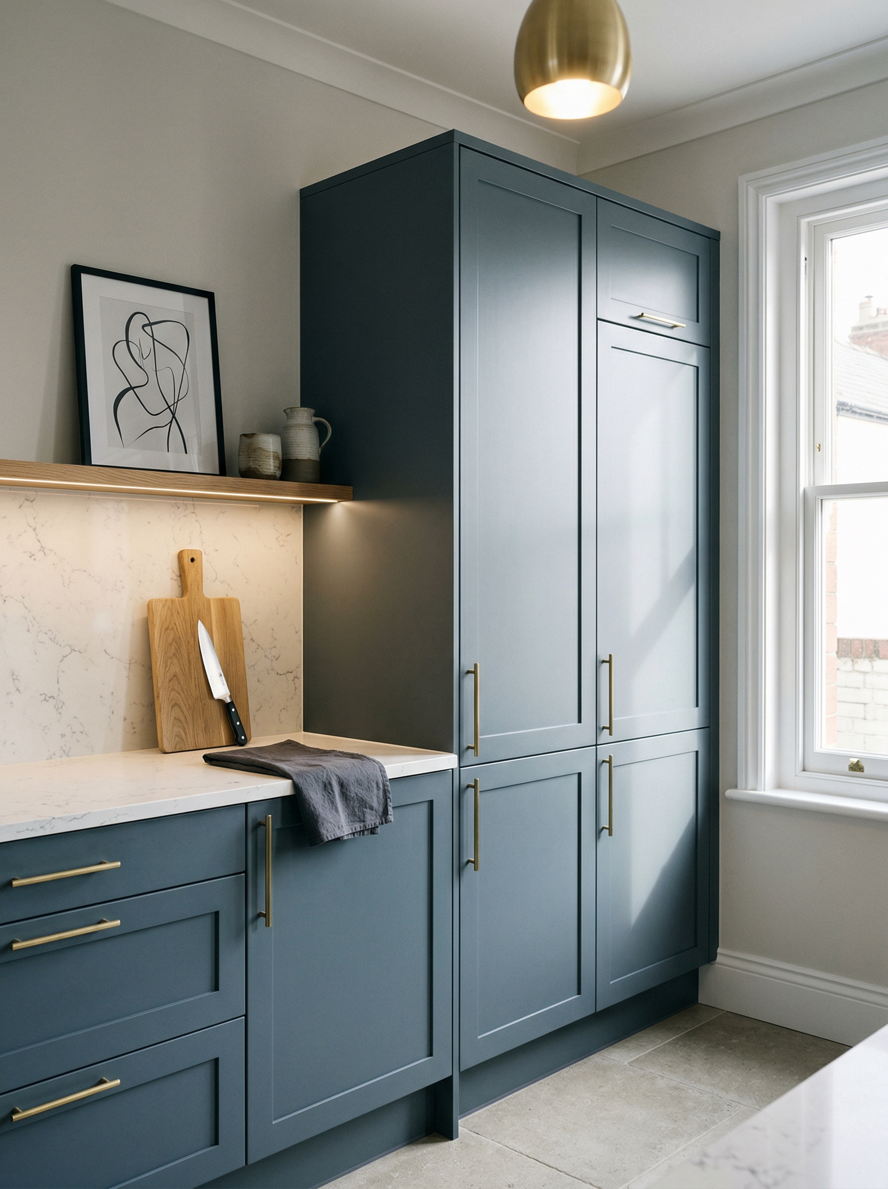 portrait1_600x800 Tall view of full-height bespoke kitchen cabinetry, contemporary in-frame cabinetry