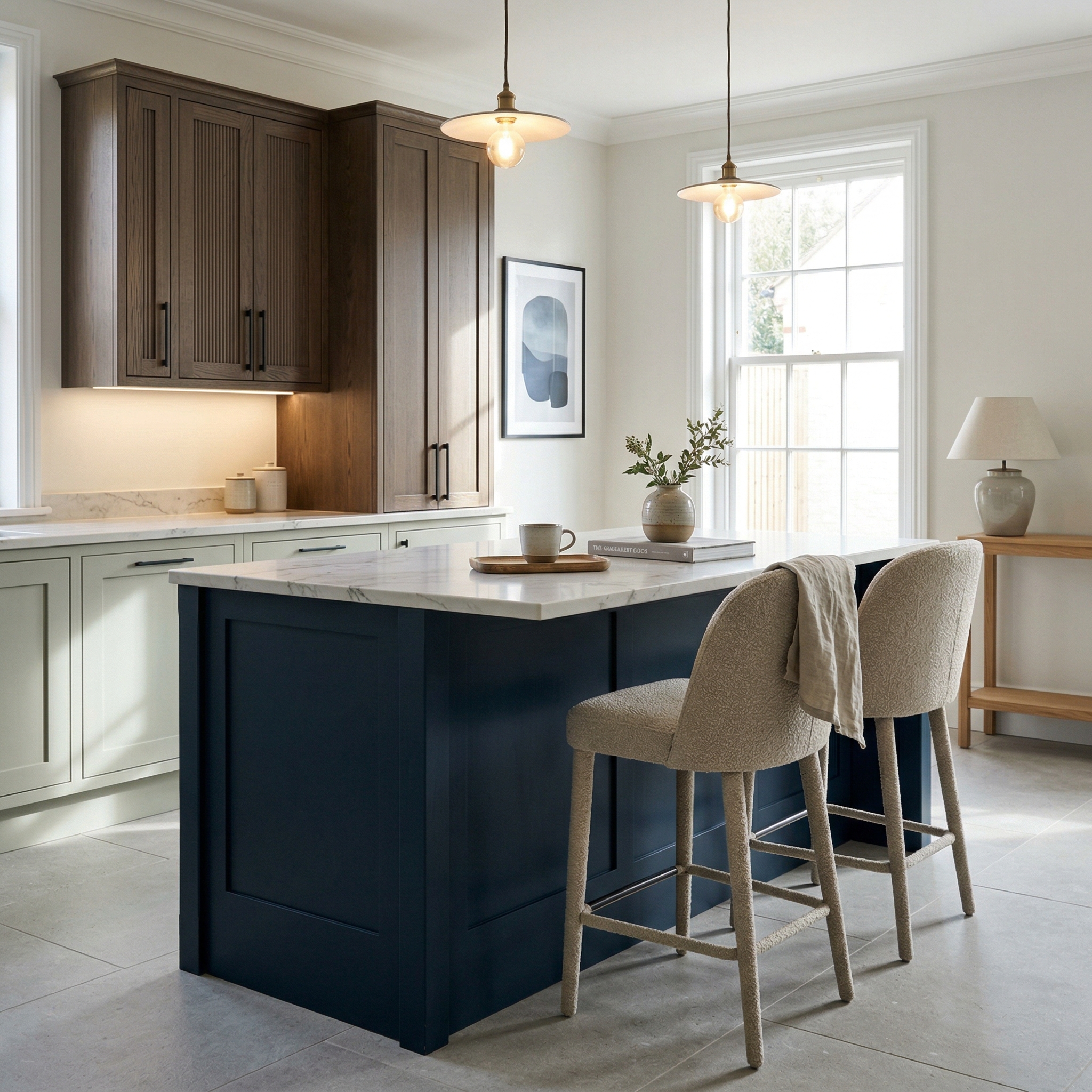 square1_800x800 Bespoke kitchen island detail, timber veneer slab-door cabinetry with quality joinery