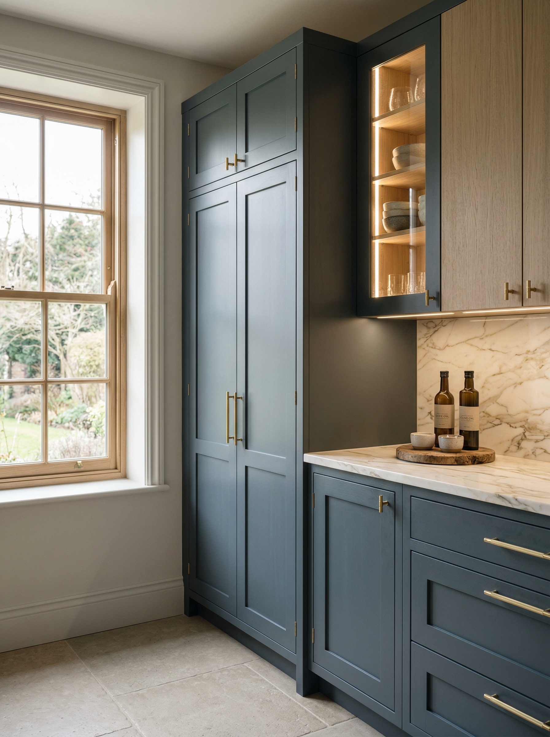 Bespoke kitchen installation, full-height cabinetry and considered storage design