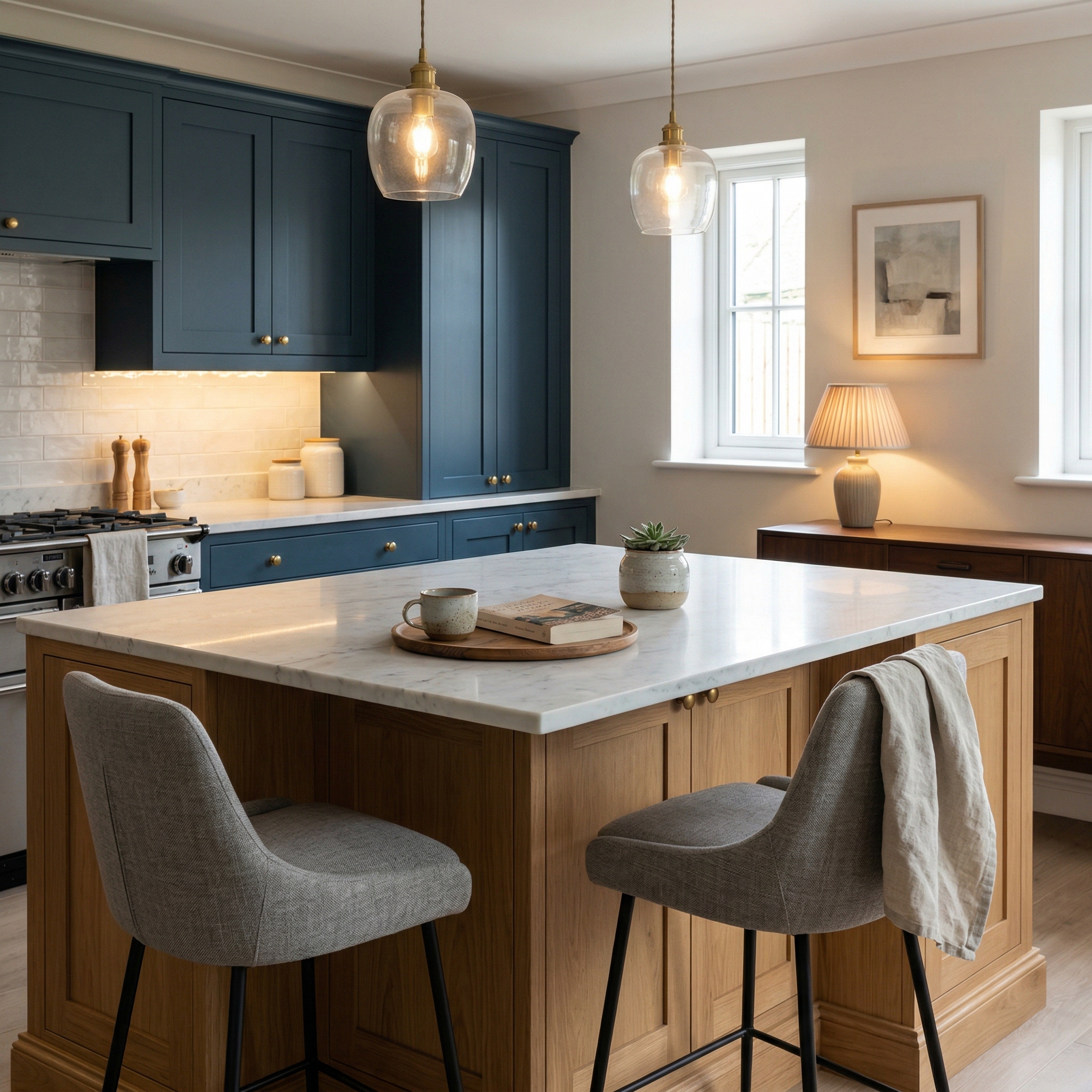 square1_800x800 Bespoke kitchen island detail, contemporary painted lay-on cabinetry with quality joinery