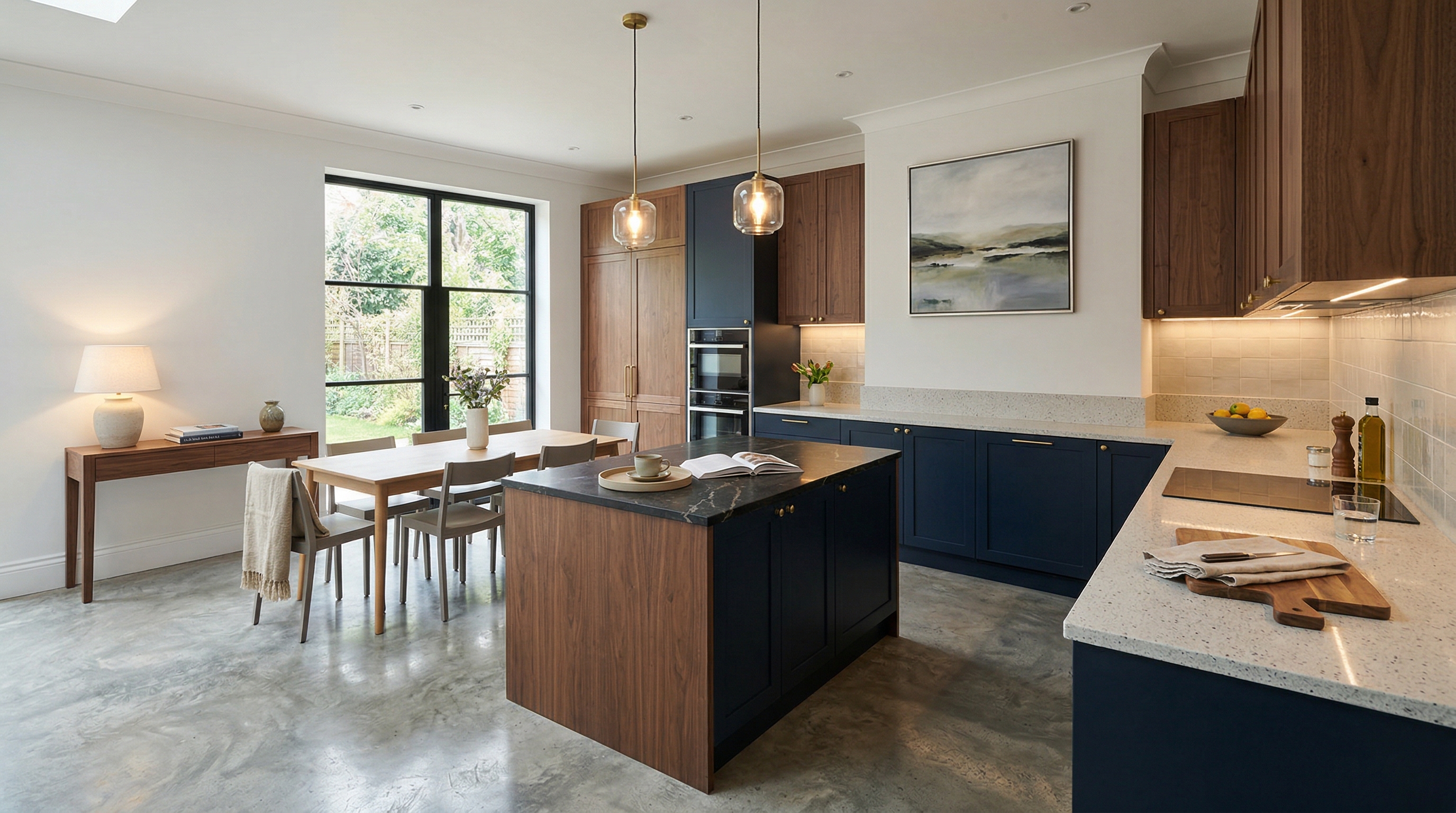 hero2_1200x675 Mastercraft bespoke kitchen in Washington, wide architectural view showing room volume and design quality