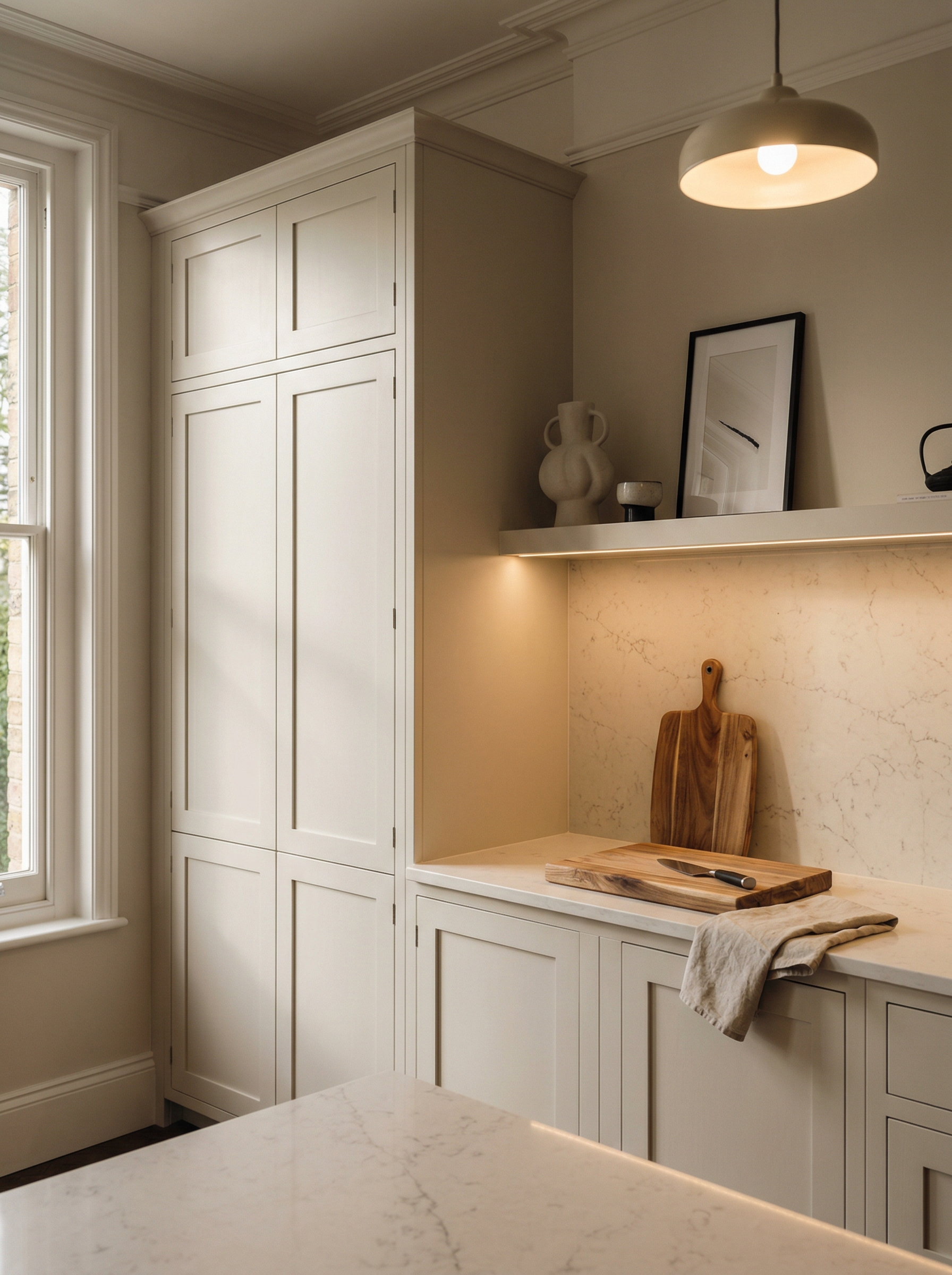 portrait1_600x800 Tall view of full-height bespoke kitchen cabinetry, modern shaker cabinetry