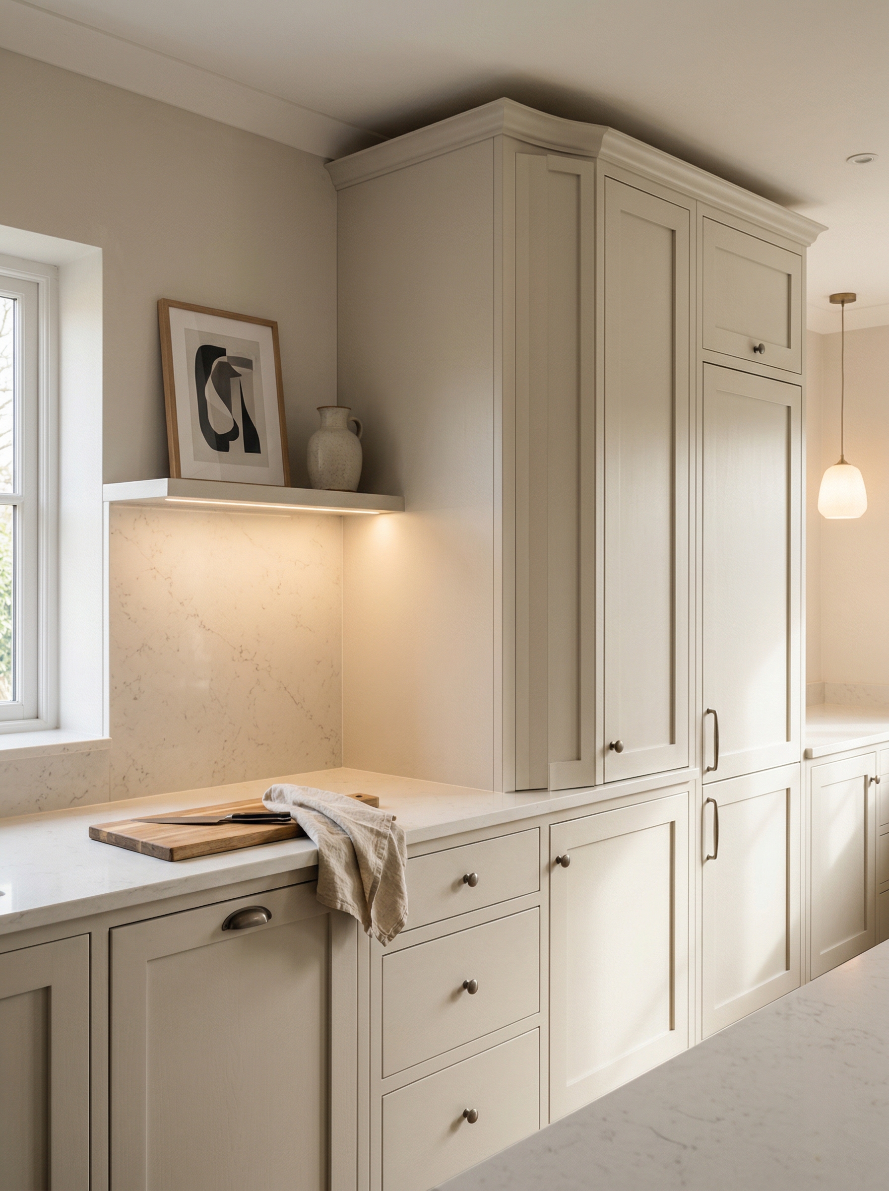 portrait1_600x800 Tall view of full-height bespoke kitchen cabinetry, timber veneer slab-door cabinetry