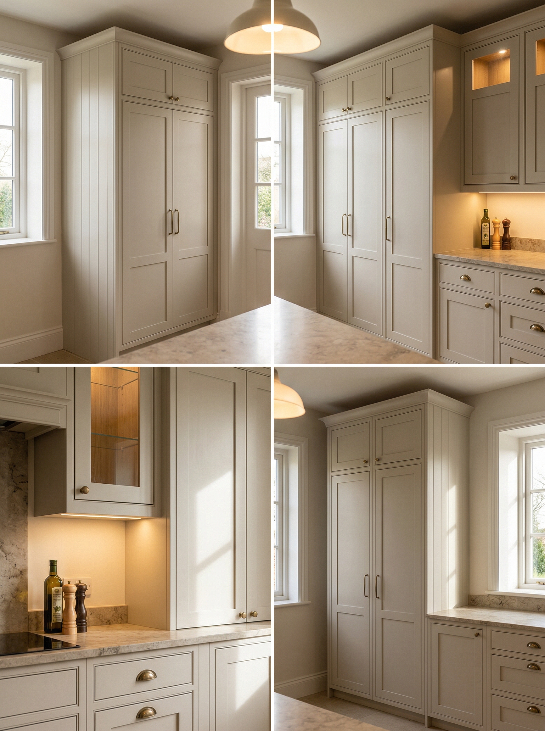 Bespoke kitchen installation, full-height cabinetry and considered storage design