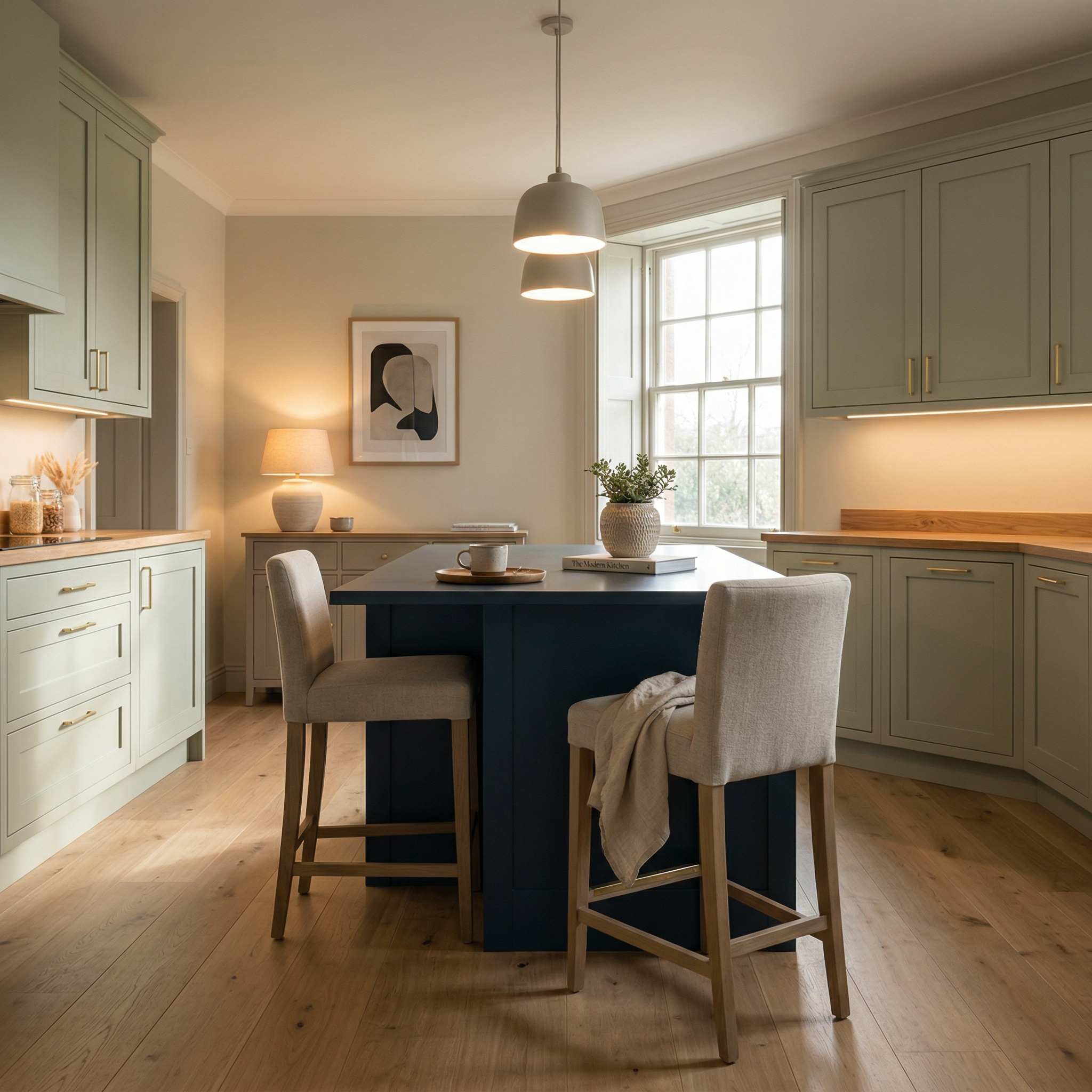 Bespoke kitchen island detail, timber veneer slab-door cabinetry with quality joinery