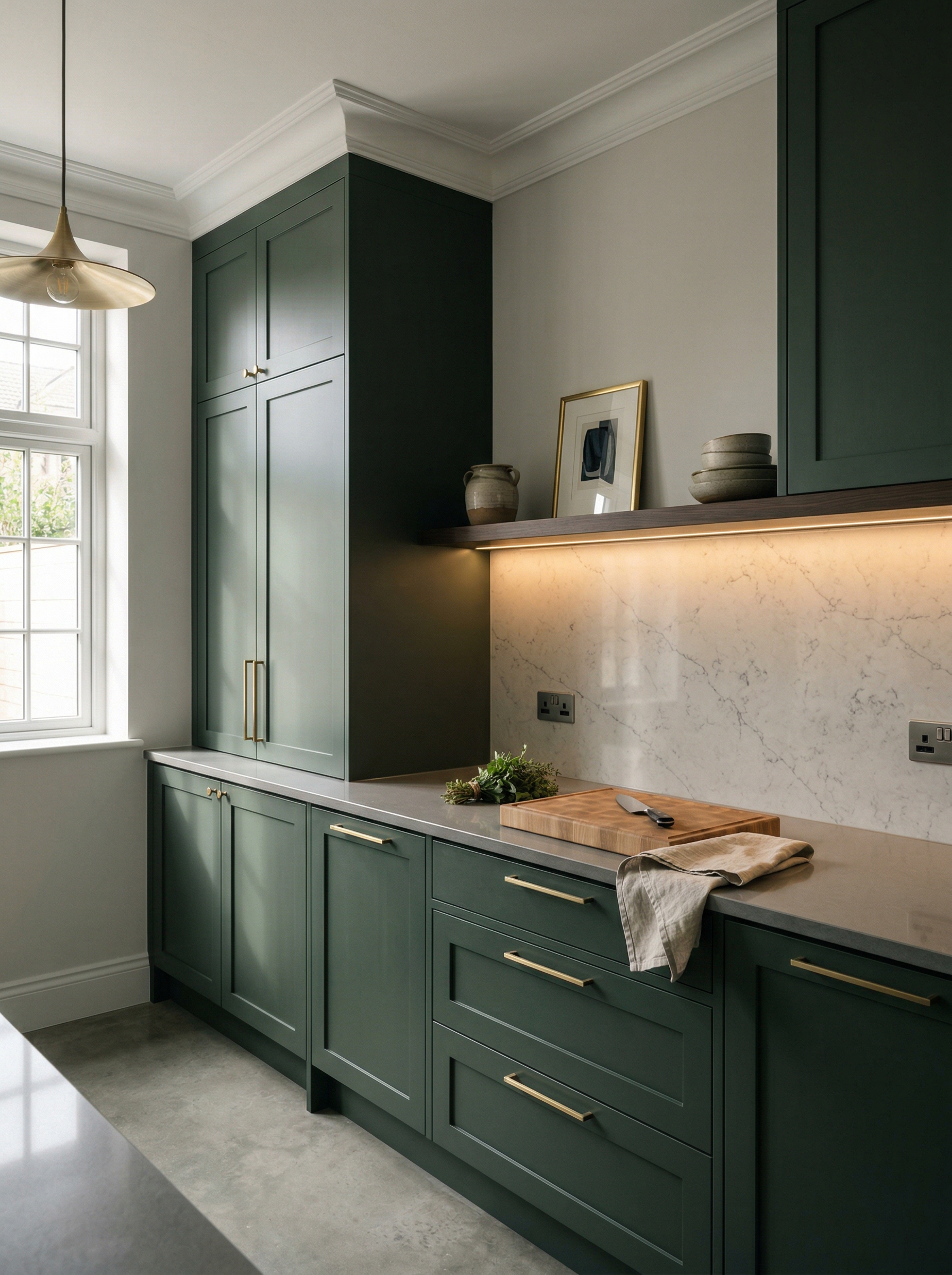 portrait1_600x800 Tall view of full-height bespoke kitchen cabinetry, contemporary painted lay-on cabinetry