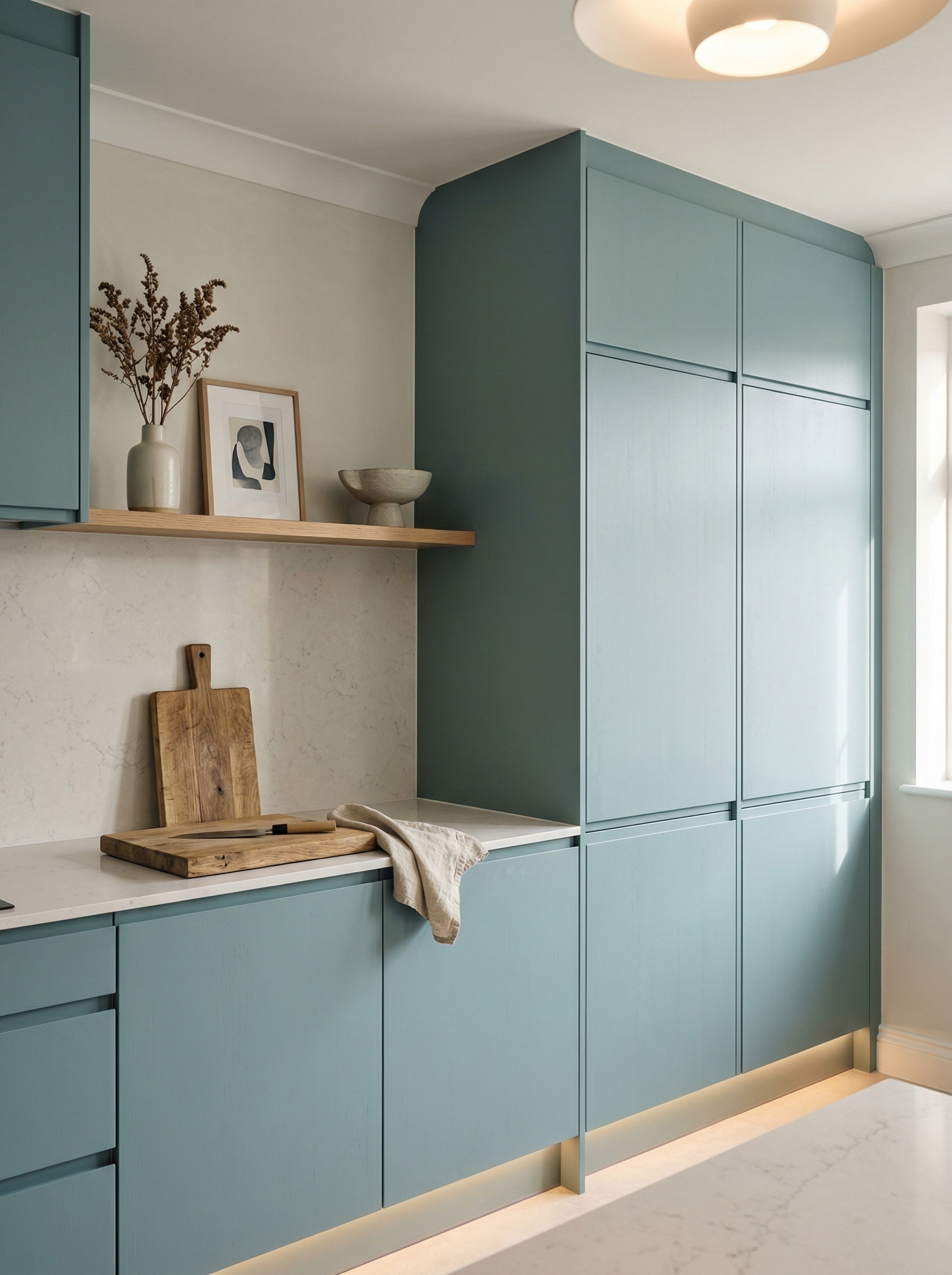 portrait1_600x800 Tall view of full-height bespoke kitchen cabinetry, contemporary painted lay-on cabinetry