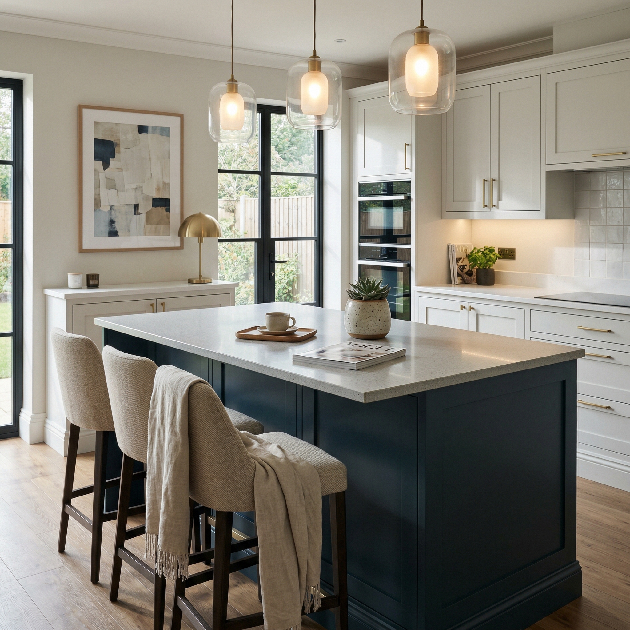square1_800x800 Bespoke kitchen island detail, contemporary painted lay-on cabinetry with quality joinery