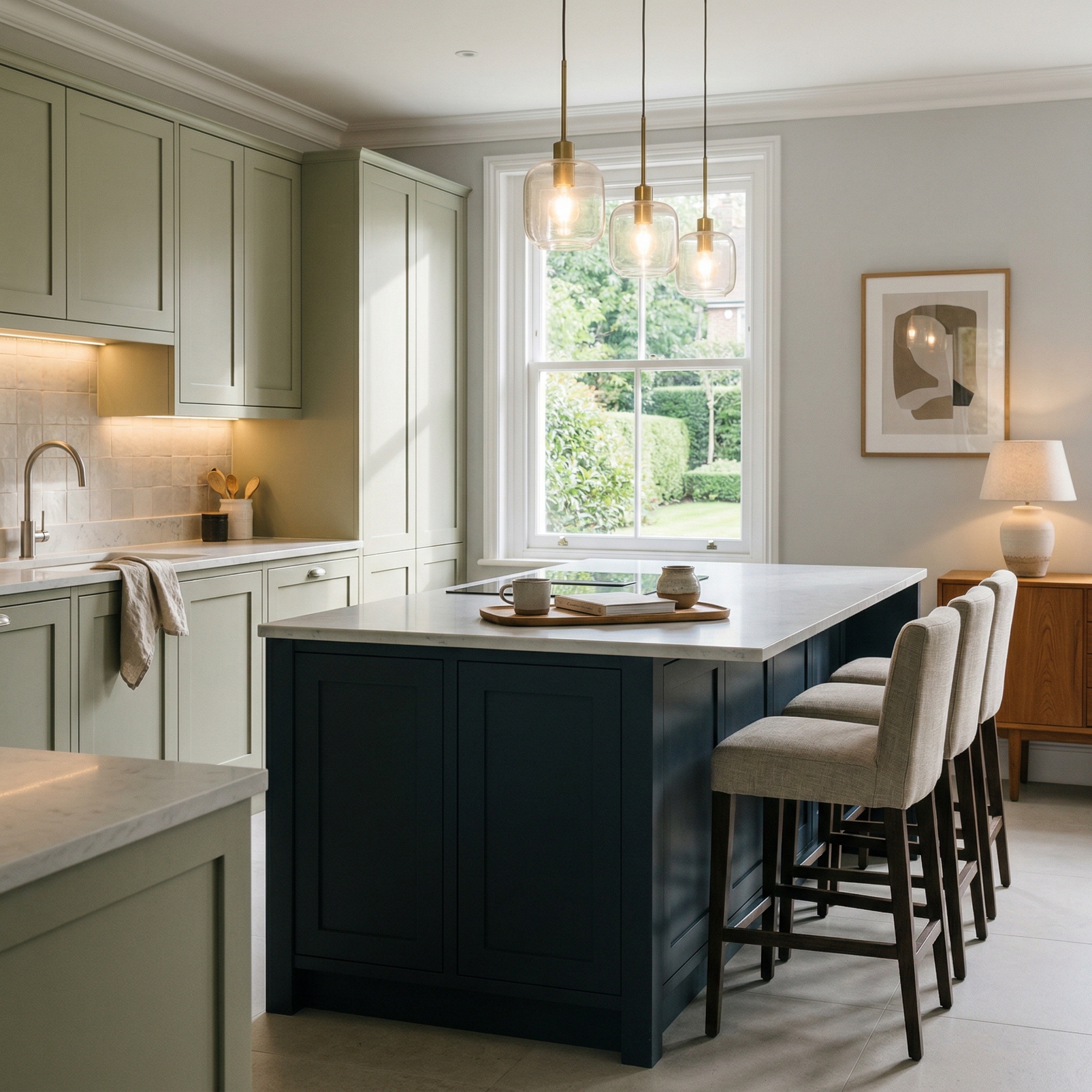 Bespoke kitchen island detail, contemporary in-frame cabinetry with quality joinery