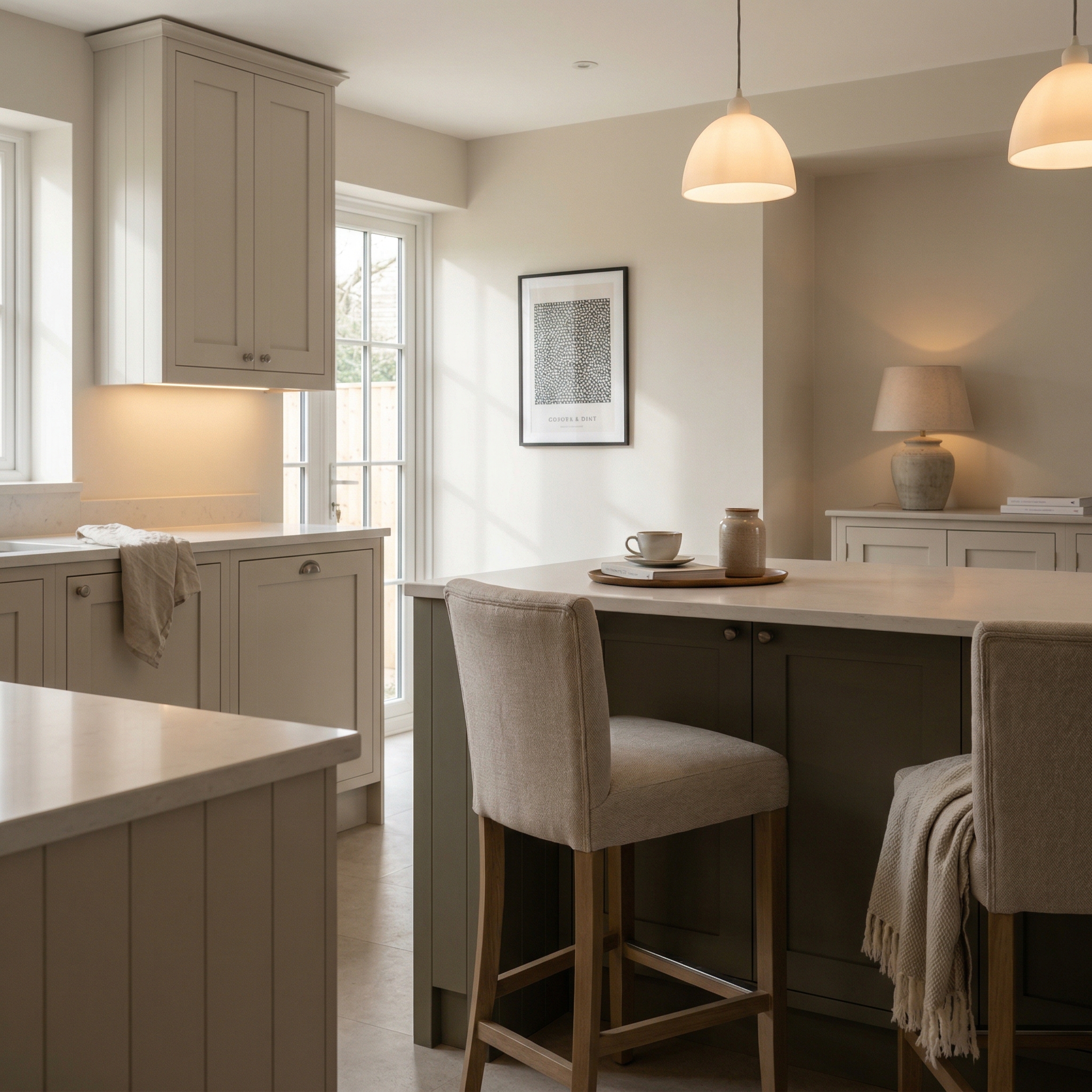 square1_800x800 Bespoke kitchen island detail, matt painted handleless slab cabinetry with quality joinery