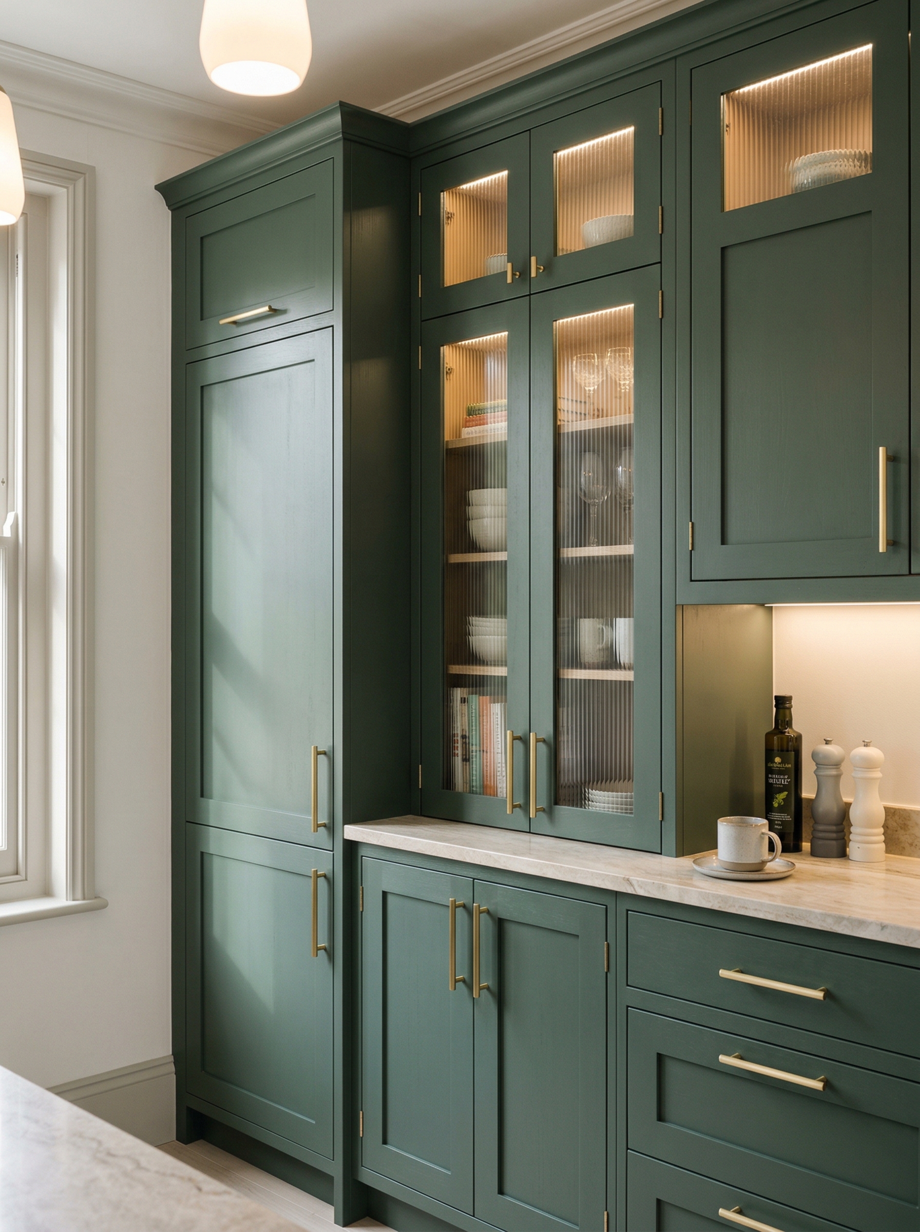 Bespoke kitchen installation, full-height cabinetry and considered storage design