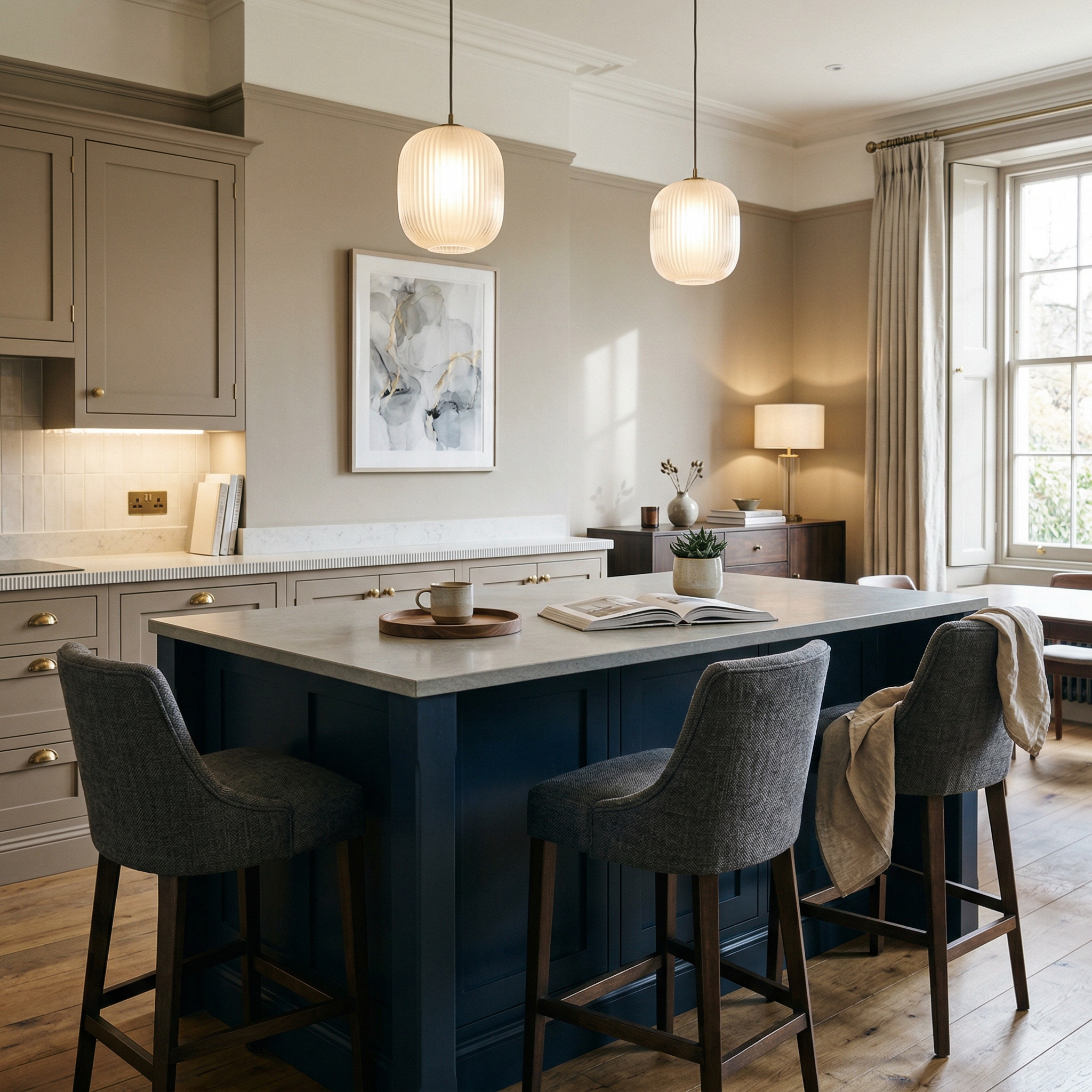 square1_800x800 Bespoke kitchen island detail, contemporary painted lay-on cabinetry with quality joinery