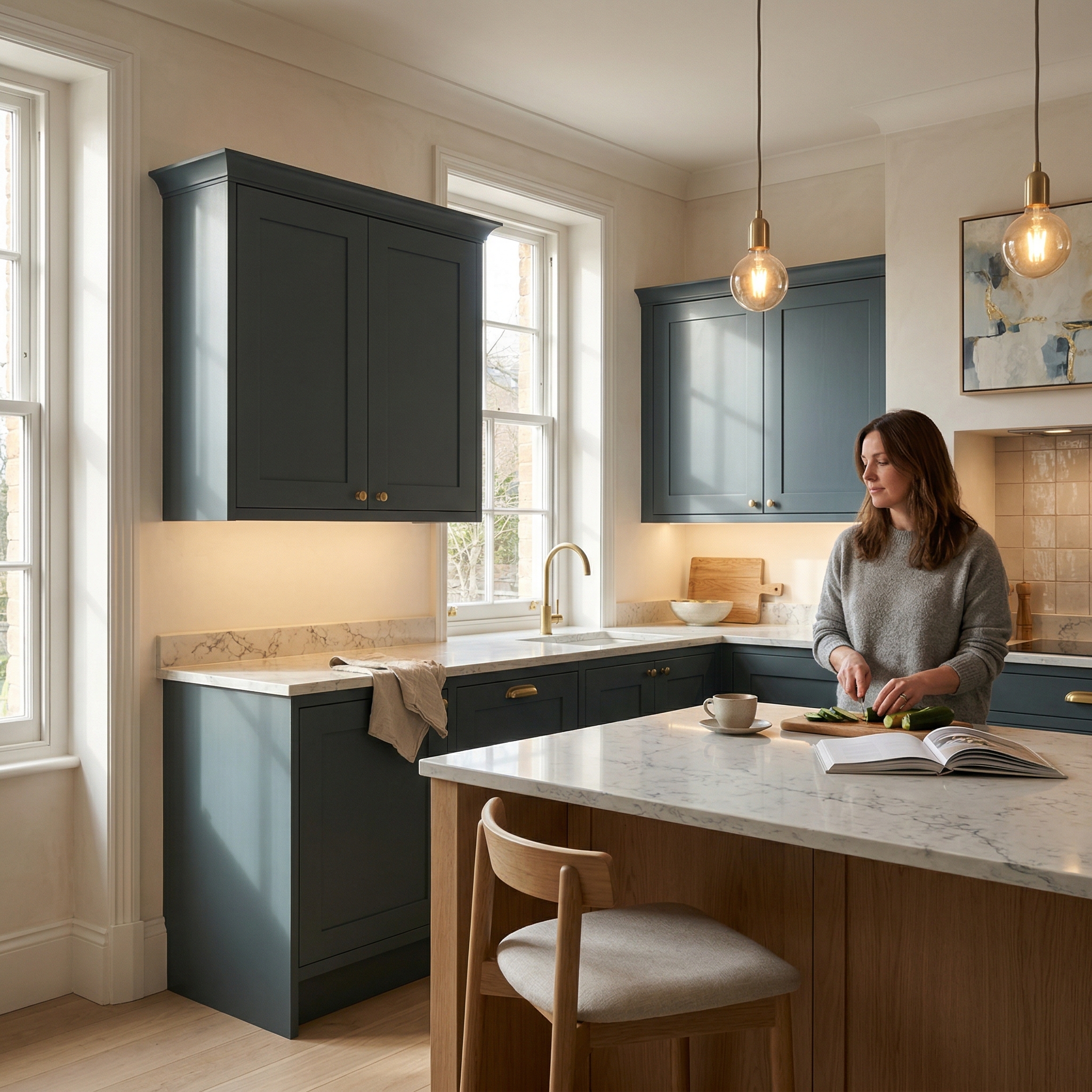 Bespoke kitchen designed for a Yeovil home, quality materials and considered layout